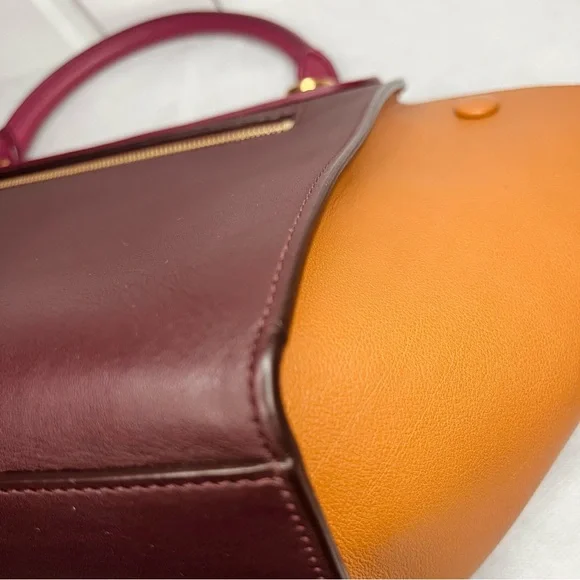 🧡 Celine Spring Luxury Trapeze Tricolor Leather Handbag - Picture 9 of 16